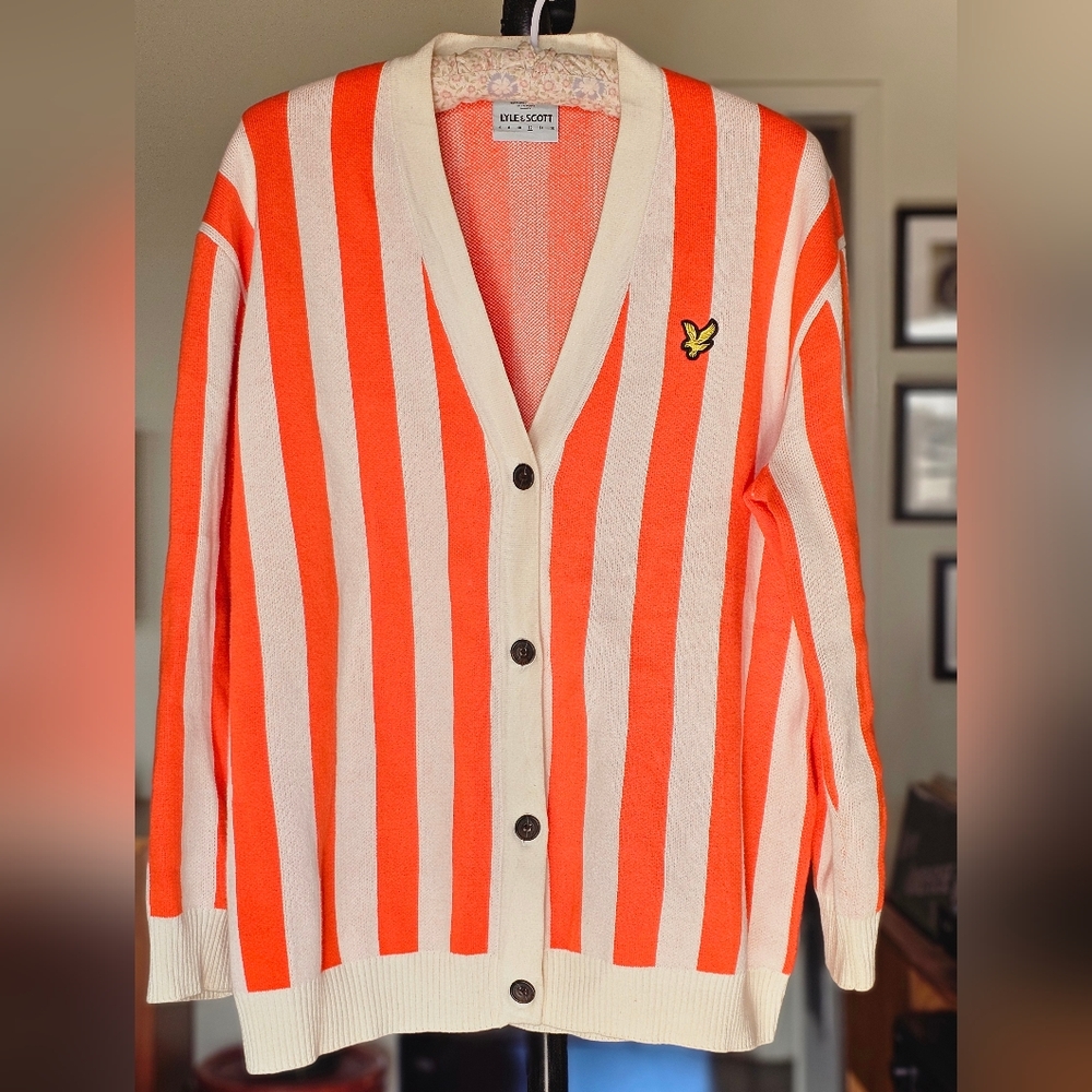 Lyle & Scott Women’s Orange & Cream Striped Cardigan